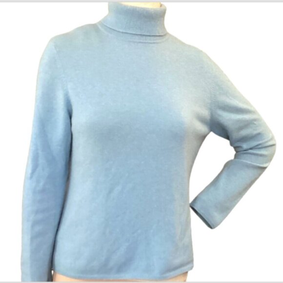 Charter Club 2-Ply 100% Cashmere Turtleneck Sweater Women's L Blue #182C - Picture 3 of 8